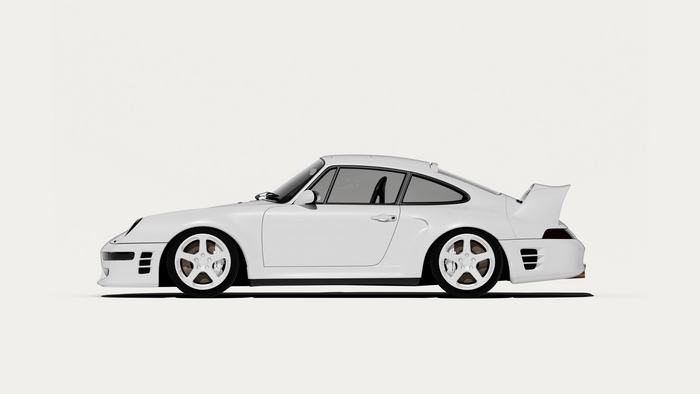 White Porsche 911 Minimalist Digital Art 4K