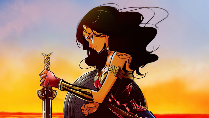 Wonder Woman from DC Comics holding a sword