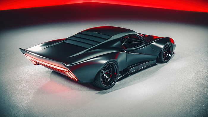 Black sports car with red taillights