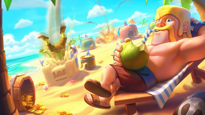 Barbarian from Clash Royale on a beach