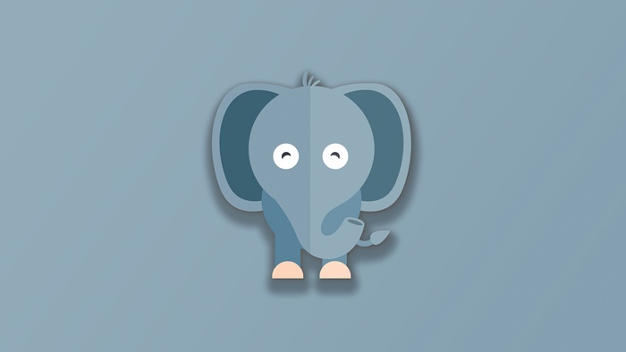 Minimalist digital art of a blue elephant