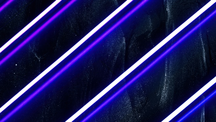 Abstract diagonal neon purple and white lines on dark background 4K