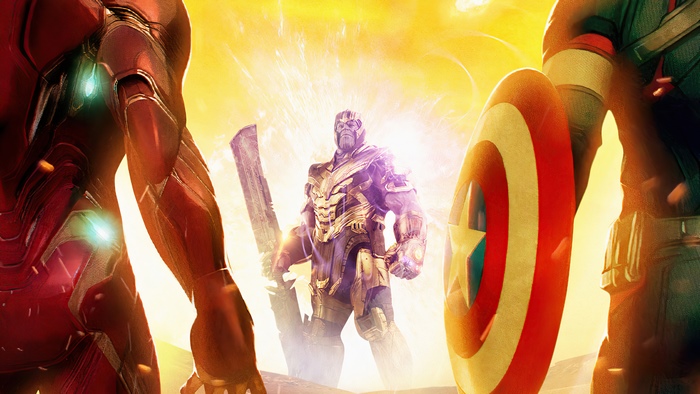 Thanos vs Iron Man and Captain America in Avengers Endgame 4K