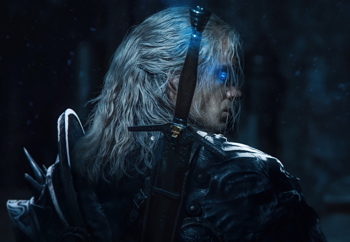 Geralt of Rivia from The Witcher with glowing eyes