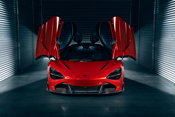 Red McLaren 720S with doors open