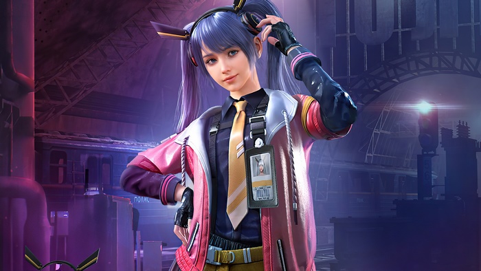 Girl with purple hair from PUBG