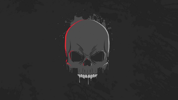 Minimalist dark skull artwork 4K