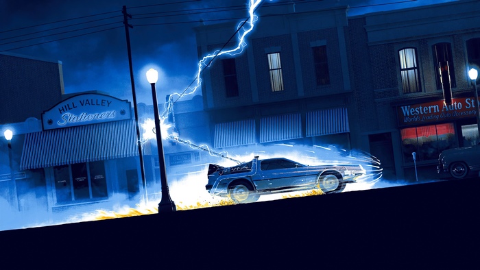 DeLorean time machine in Hill Valley