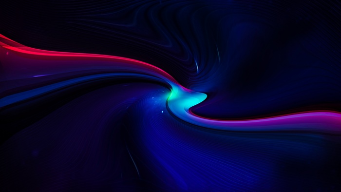 Abstract digital art with swirling blue and red light