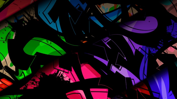 Abstract graffiti artwork with vibrant colors