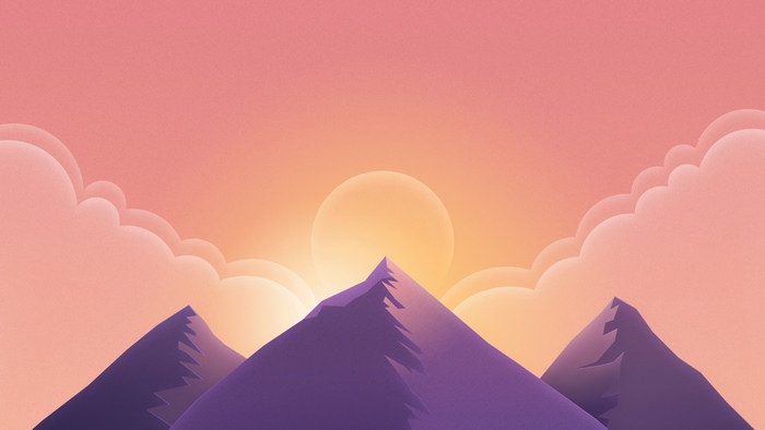 Digital art of mountains at sunset