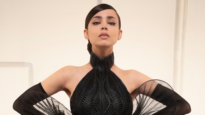 Sofia Carson in a black dress 4K