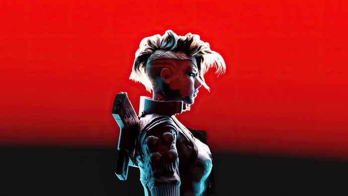 Cyberpunk character with mohawk and gun