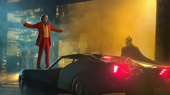 Joker and Batman on a car 4K