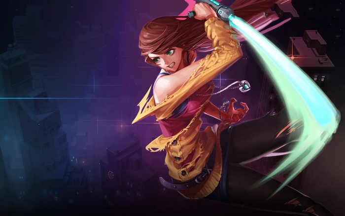 Girl with glowing sword in Herowarz 4K