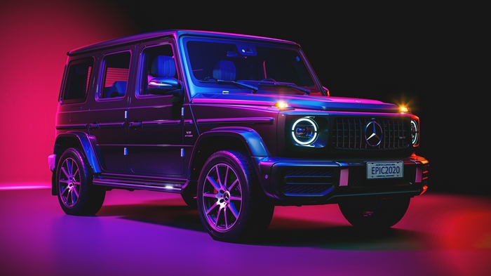 Mercedes Benz G-Class SUV in Neon Lighting