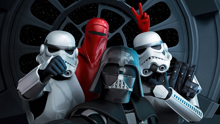 Darth Vader and Stormtroopers taking a selfie