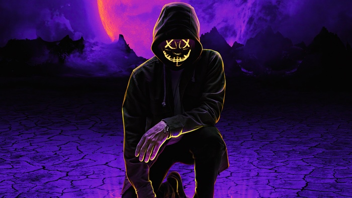 Neon Mask Artwork in Digital Art