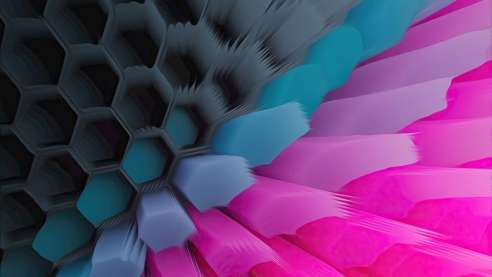 Abstract digital art with hexagonal patterns and vibrant colors