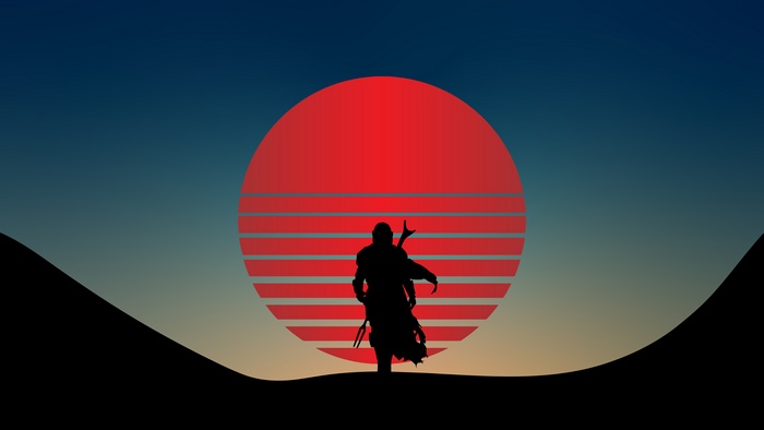 The Mandalorian with Red Sun