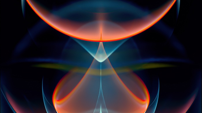 Abstract digital art with orange and blue light