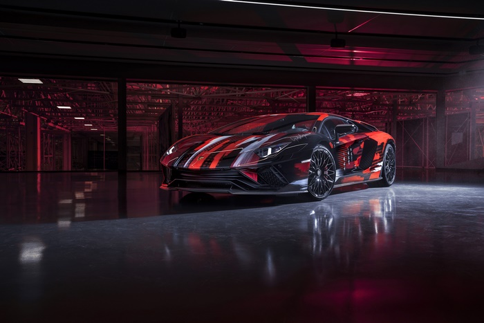 Lamborghini Aventador S in a garage