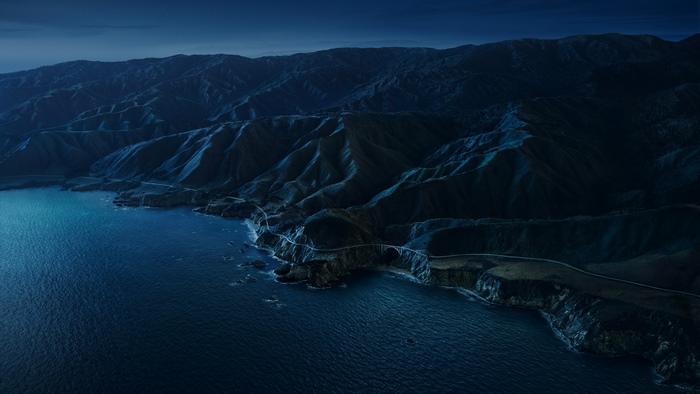 Big Sur coast at night, Apple MacBook wallpaper
