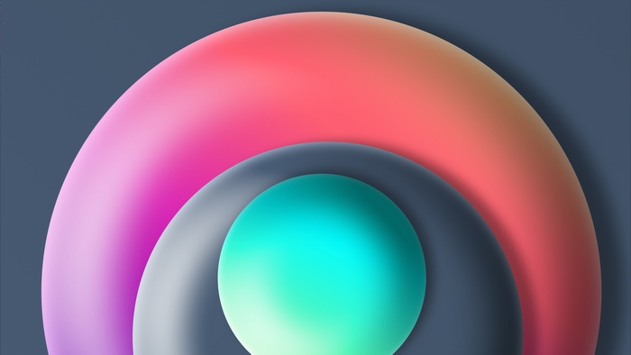 Abstract colorful gradient circles on dark background
