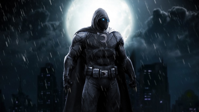 Moon Knight in a Rainy Night Scene