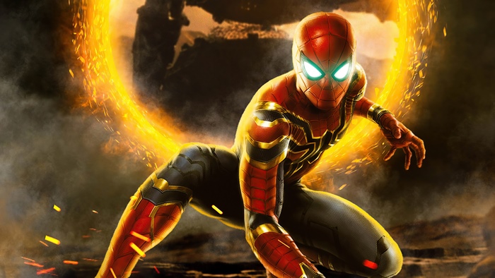 Spider-Man in the Iron Spider Suit with a Portal