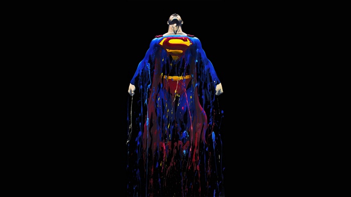 Superman artwork with paint splashes 4K