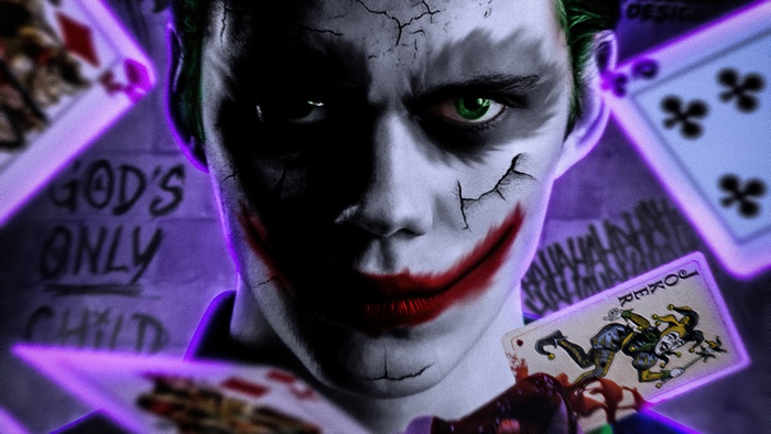 Joker artwork with playing cards