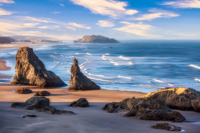 Ocean Coast with Rock Formations and Sky
