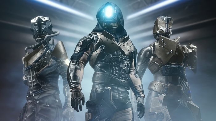 Three armored figures from Destiny 2