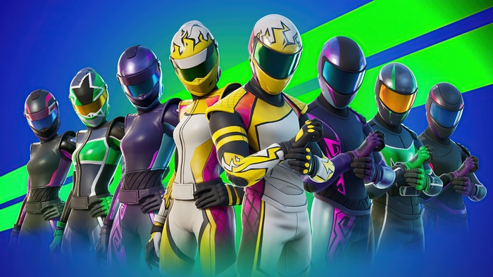 Fortnite characters in racing suits