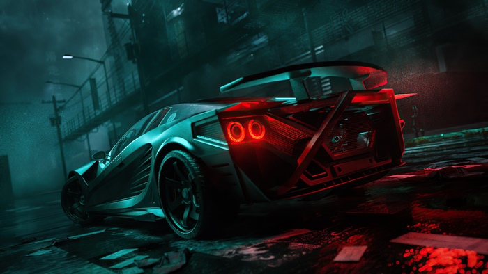 Sports car at night in 4K