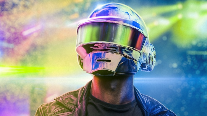 Daft Punk member wearing a helmet
