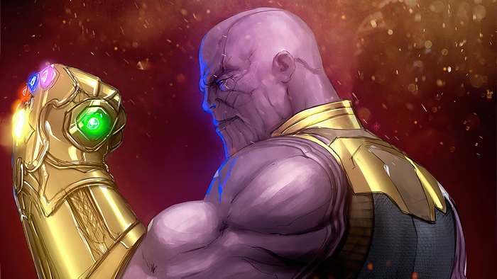 Thanos with the Infinity Gauntlet artwork