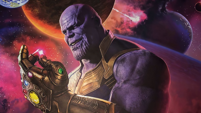 Thanos with the Infinity Gauntlet in space 4K