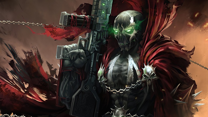 Spawn with a large gun and red cape