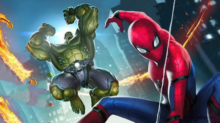 Hulk and Spider-Man from Marvel Puzzle Quest 4K