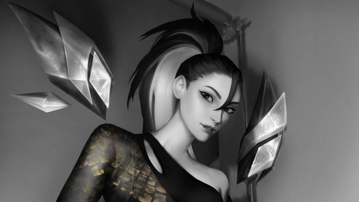 Kaisa from League of Legends in Monochrome