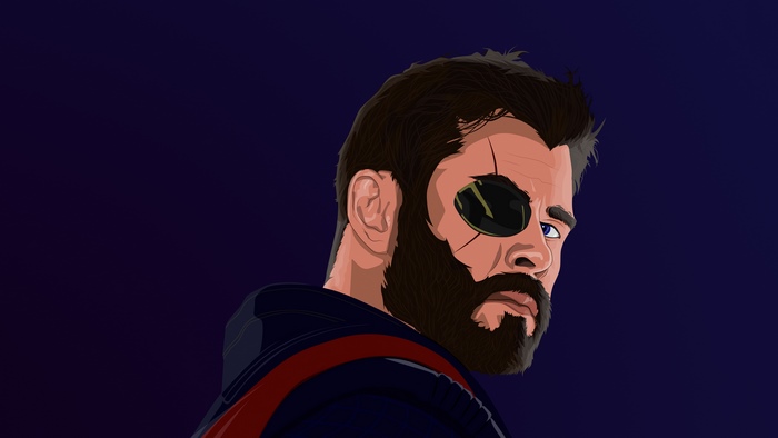 Thor from Marvel Comics with an eyepatch
