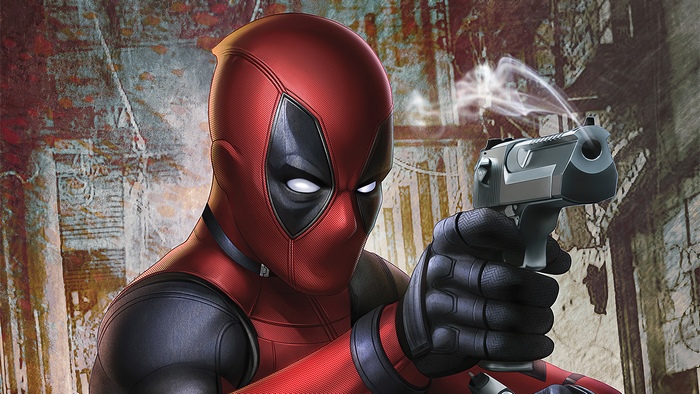 Deadpool holding a gun