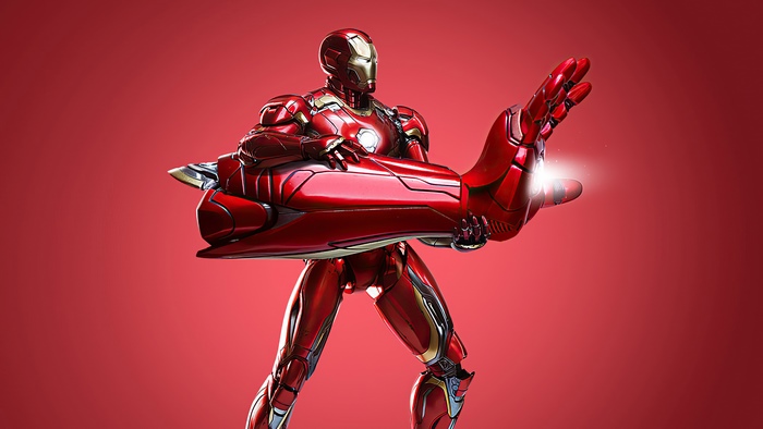 Iron Man holding a large weapon
