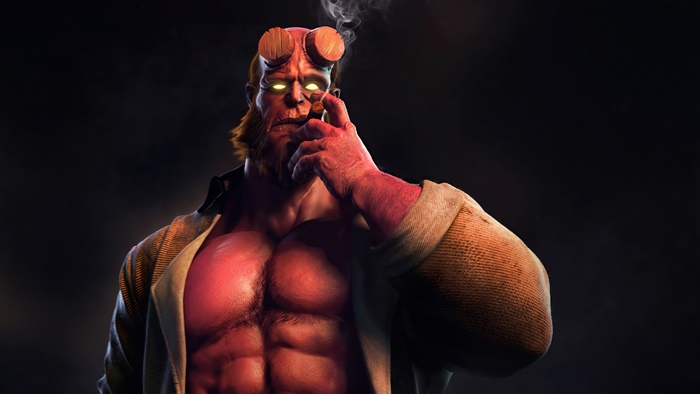 Hellboy smoking a cigar 4K