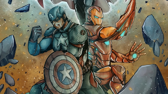 Captain America and Iron Man artwork