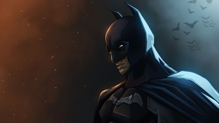 Batman artwork with bats and sparks