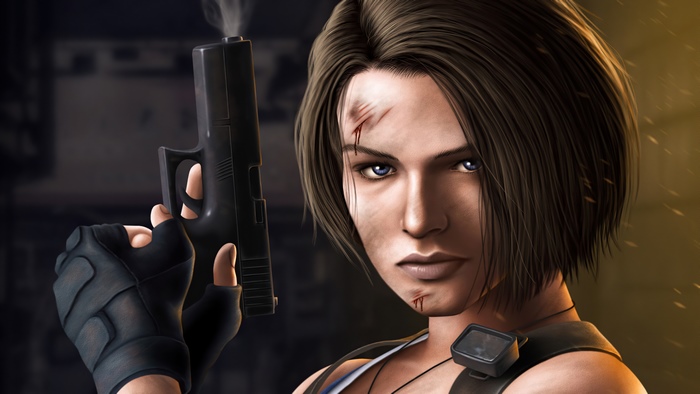 Jill Valentine from Resident Evil 3 holding a gun