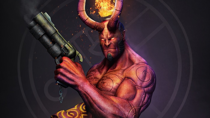 Hellboy with Gun Artwork 4K